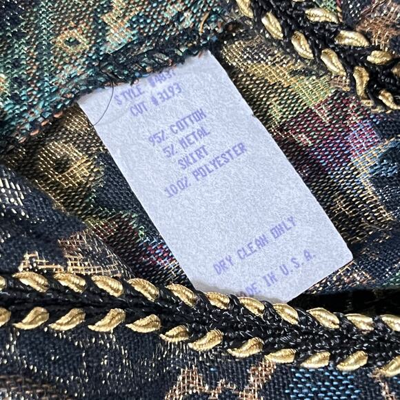 Vintage 80s Brocade Jacket Size Medium Black Gold Cotton Jacquard Tapestry Braid - Picture 8 of 9